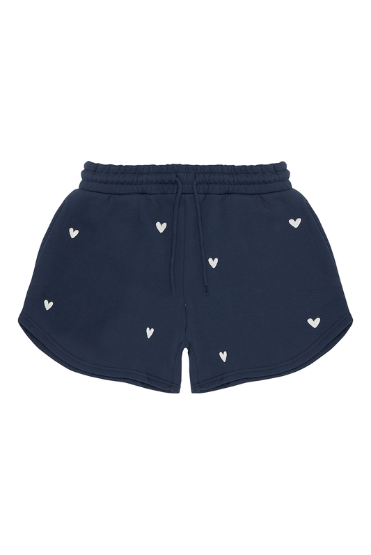 Sample: Navy Heart Embroidered Shorts