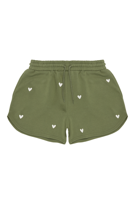 Sample: Olive Heart Embroidered Shorts