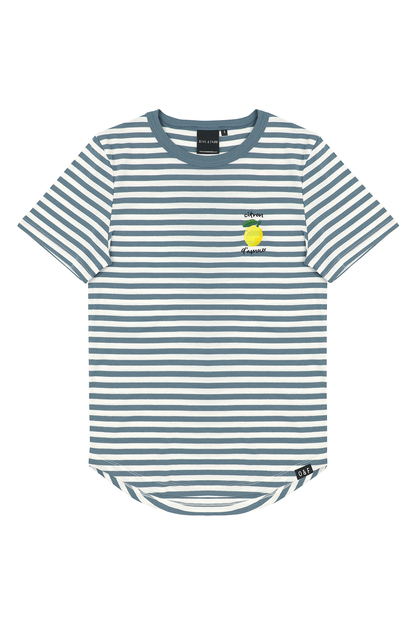 O&F Lemon Embroidered Short Sleeve Breton Tee