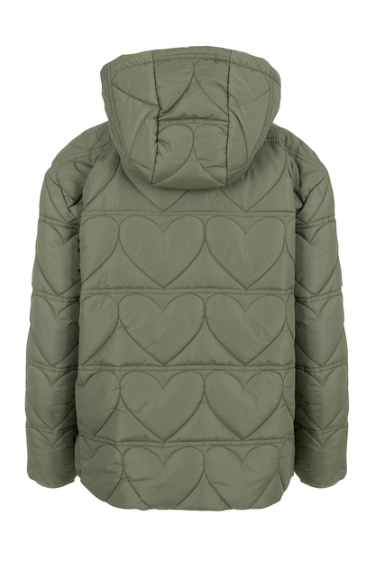 O&F Heart Quilted Coat - Khaki