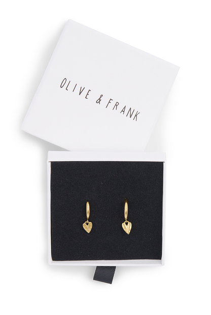 O&F Heart Huggie Earrings