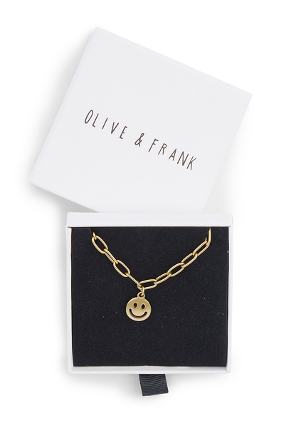 O&F Smiley Pendant Necklace