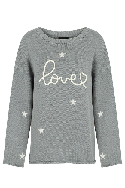 O&F Love Embroidered Jumper - Grey