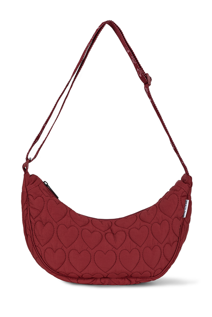Heart Quilted Cross Body Bag - Burgundy