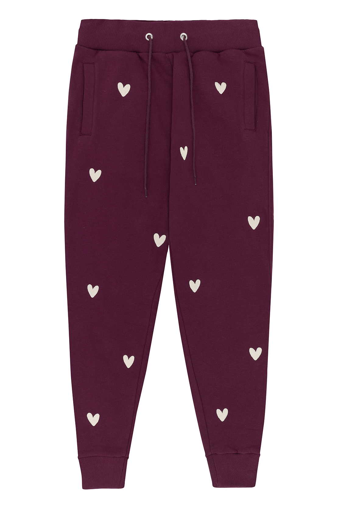 O&F Heart Embroidered Joggers -  Burgundy - Coming Soon