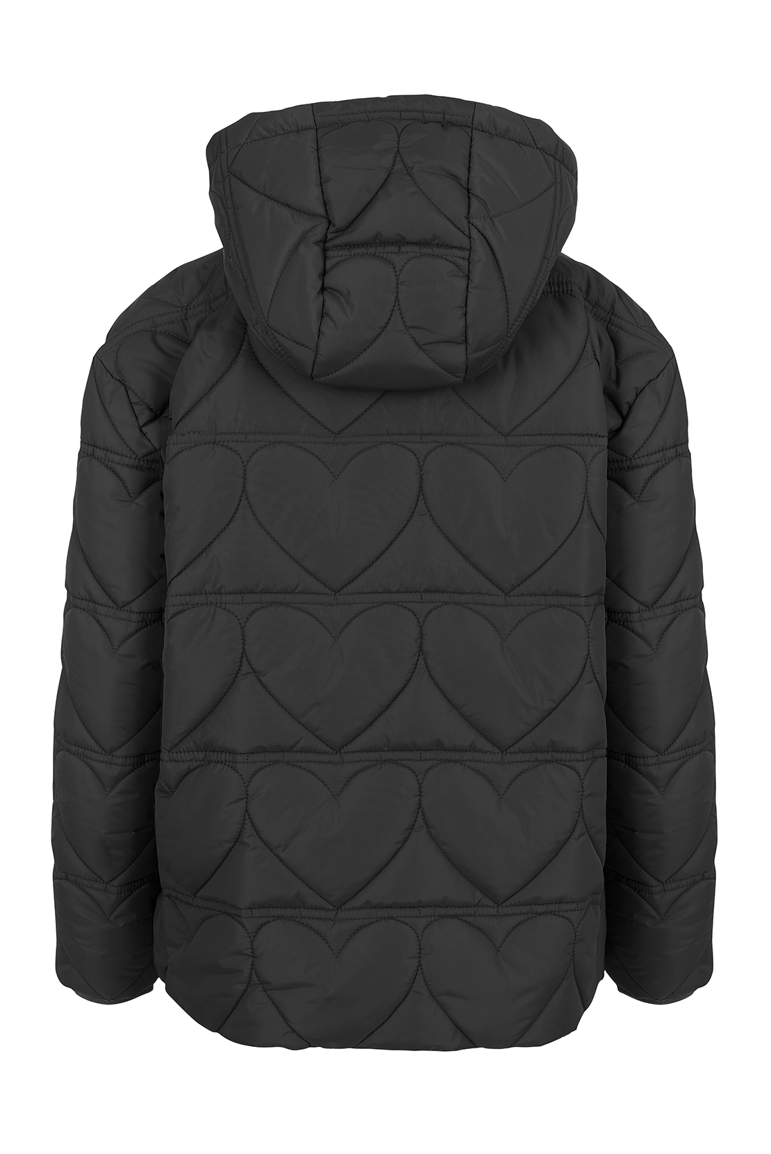 O&F Heart Quilted Coat - Black