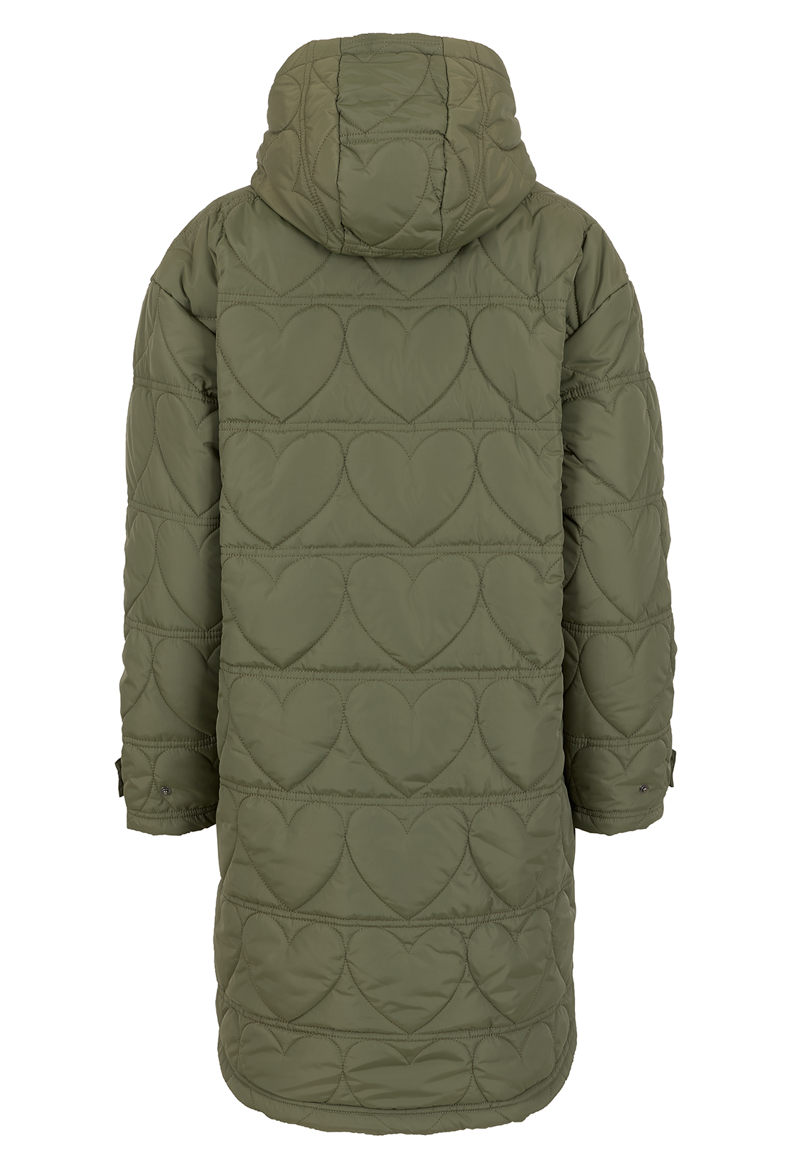 O&F Heart Quilted Long Line Coat
