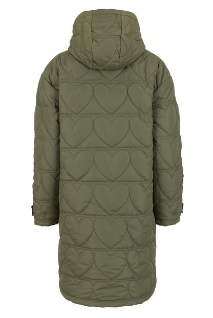 O&F Heart Quilted Long Line Coat