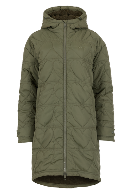 O&F Heart Quilted Long Line Coat
