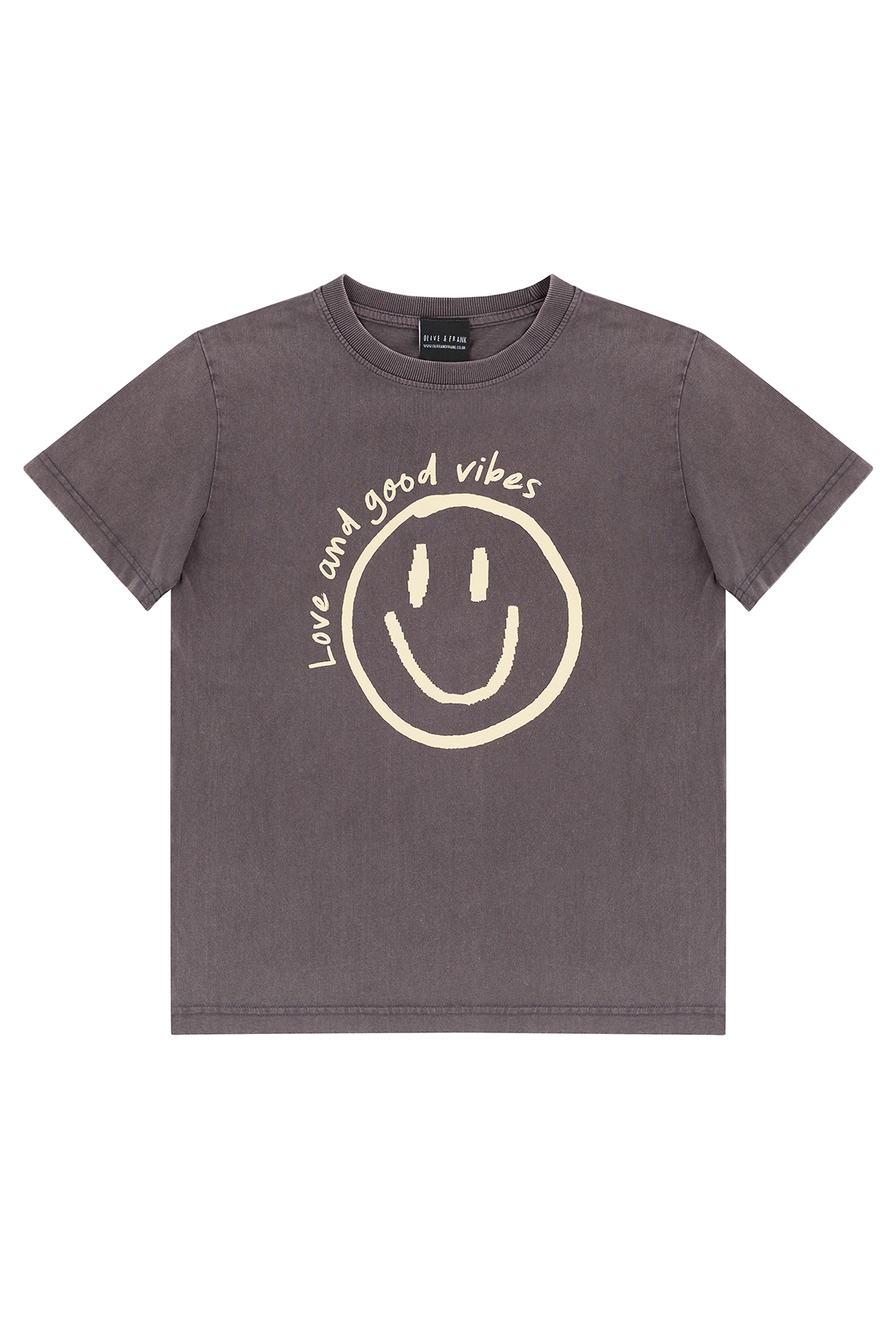 O&F Happy Face Tee - Washed Black
