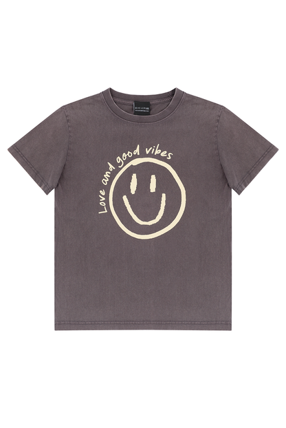 O&F Happy Face Tee - Washed Black