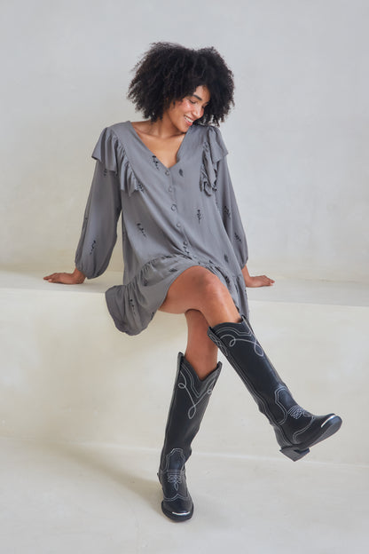 Frankie Floral Embroidered Frill Dress