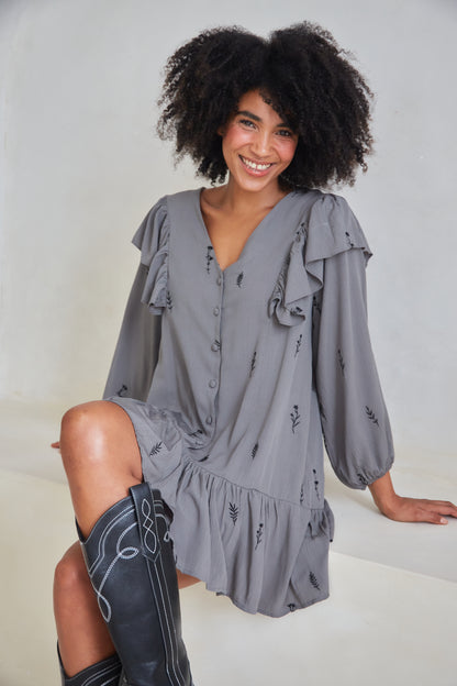 Frankie Floral Embroidered Frill Dress
