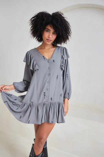 Frankie Floral Embroidered Frill Dress