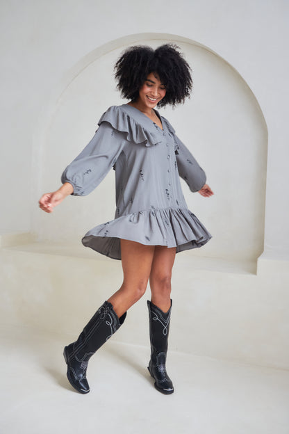 Frankie Floral Embroidered Frill Dress