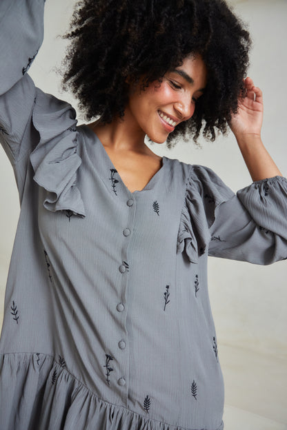 Frankie Floral Embroidered Frill Dress