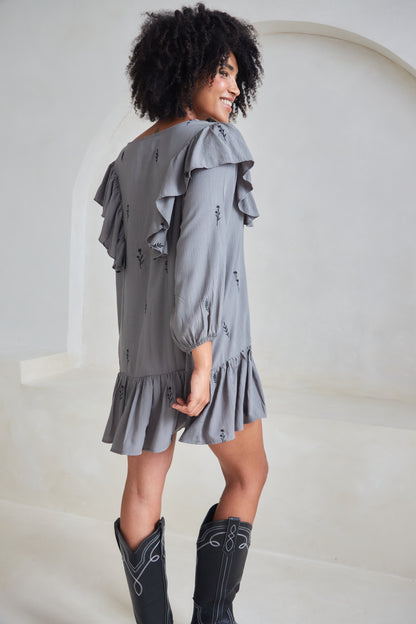 Frankie Floral Embroidered Frill Dress