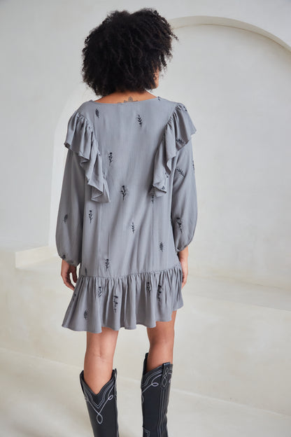 Frankie Floral Embroidered Frill Dress