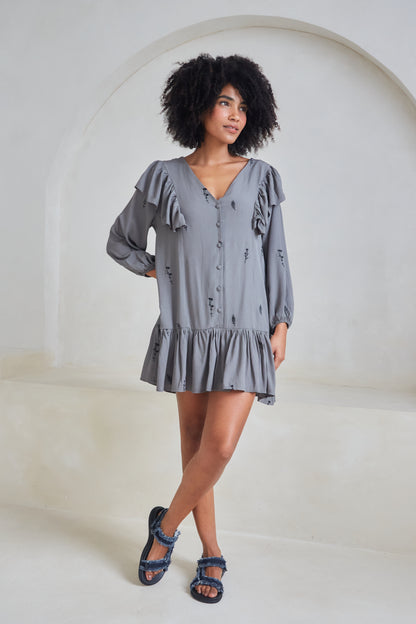 Frankie Floral Embroidered Frill Dress