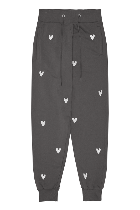 Sample: Heart Embroidered Joggers - Asphalt - Large
