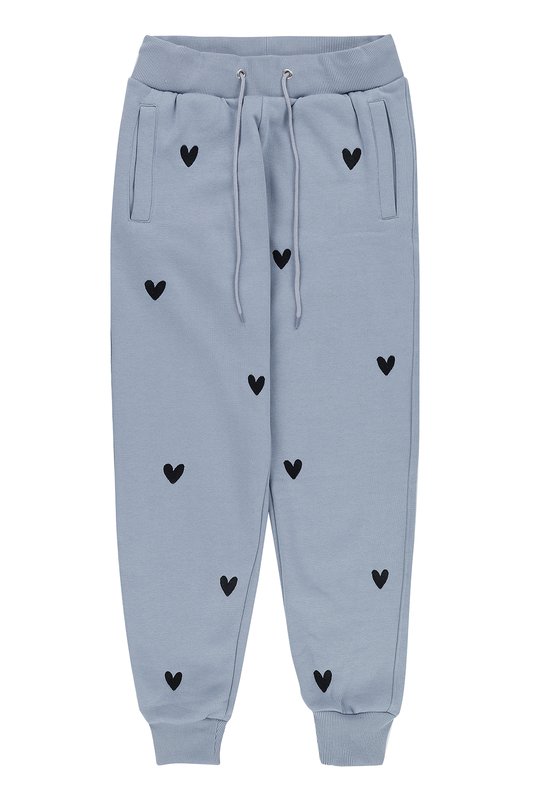 Sample: Blue Heart Embroidered Joggers - Medium