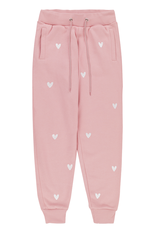 Sample: Pink Heart Embroidered Joggers - XL