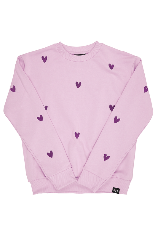 Pre-Loved: Heart Embroidered Sweatshirt - Lilac - Small