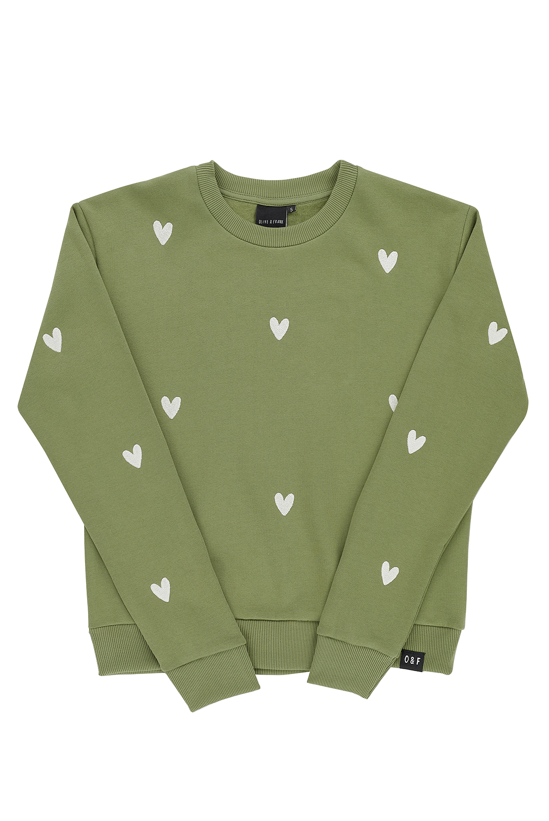 Sample -  Olive Heart Embroidered Sweatshirt - Medium