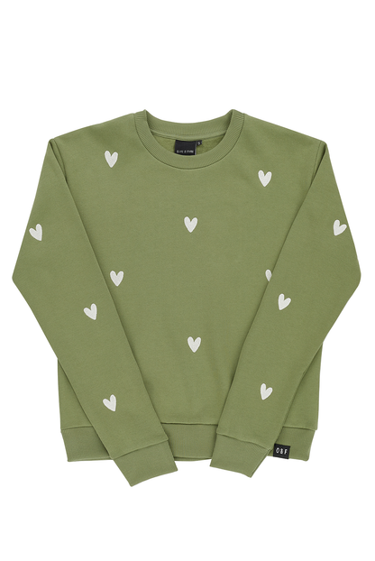 Sample -  Olive Heart Embroidered Sweatshirt - Medium