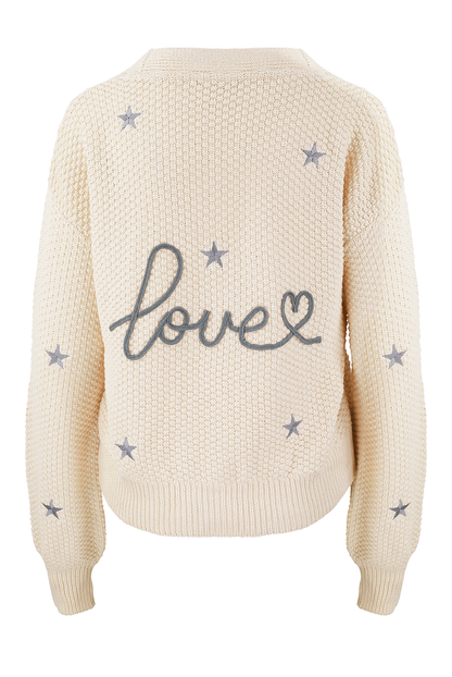 Faulty: Love Embroidered Cardigan - XL