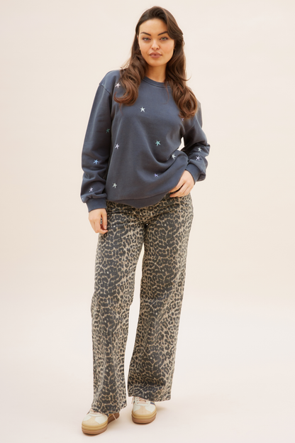 O&F Star Embroidered Washed Sweatshirt