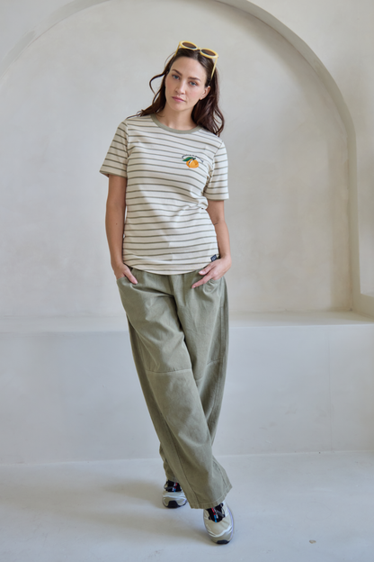 O&F You're a Peach Embroidered Short Sleeve Breton Tee
