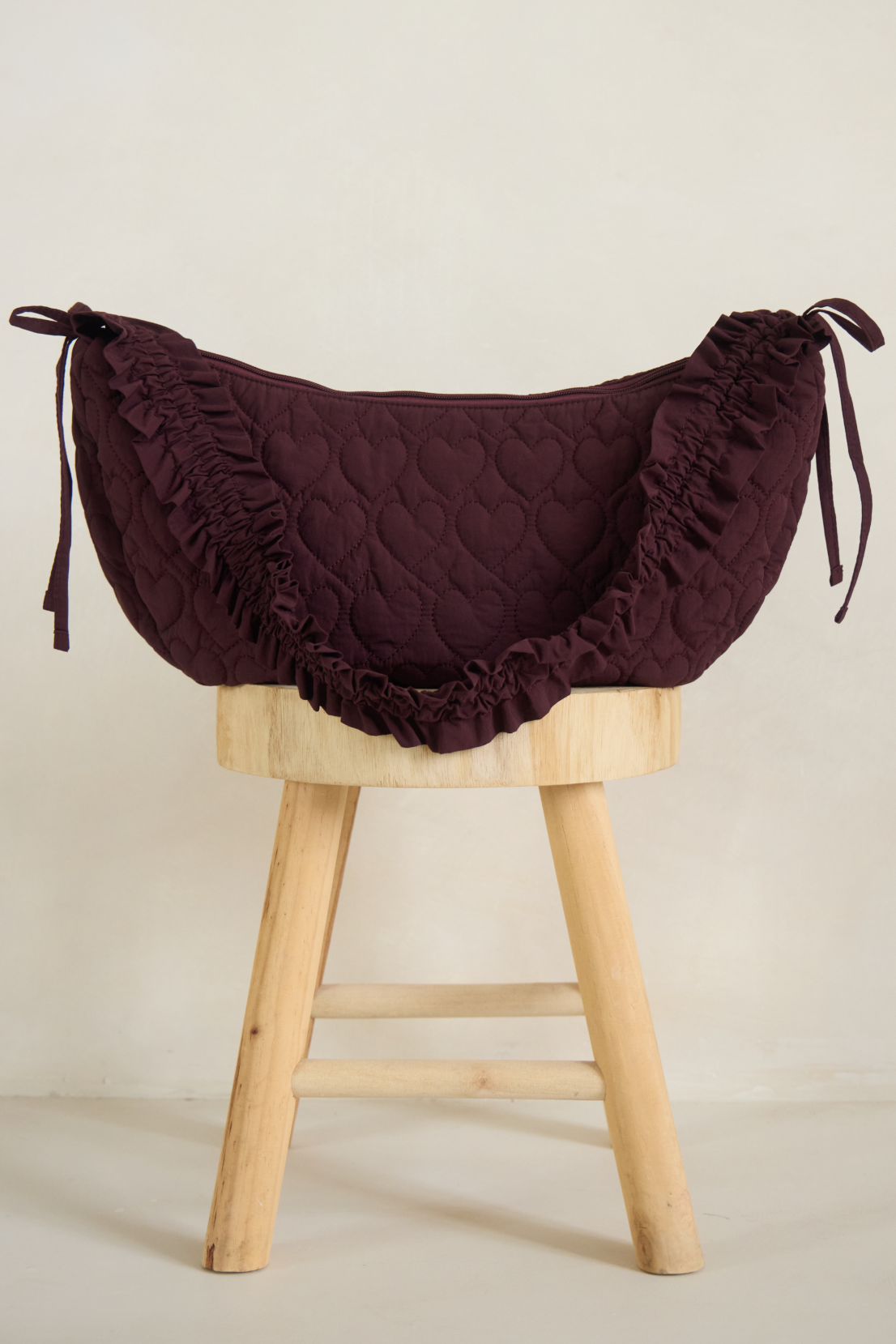 O&F Heart Quilted Sling Bag - Plum