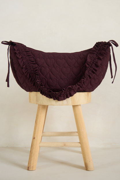 O&F Heart Quilted Sling Bag - Plum