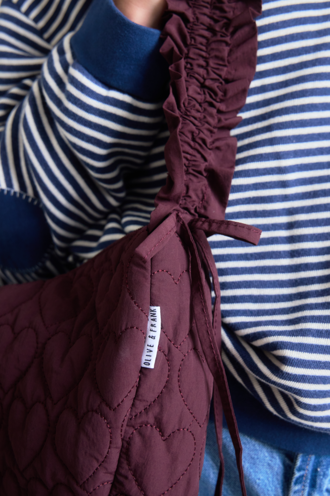 O&F Heart Quilted Sling Bag - Plum