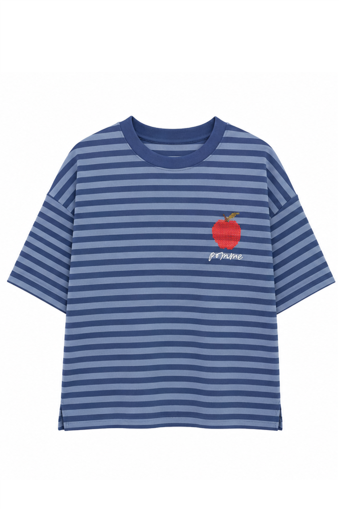 O&F Pomme Embroidered Short Sleeve Breton Tee