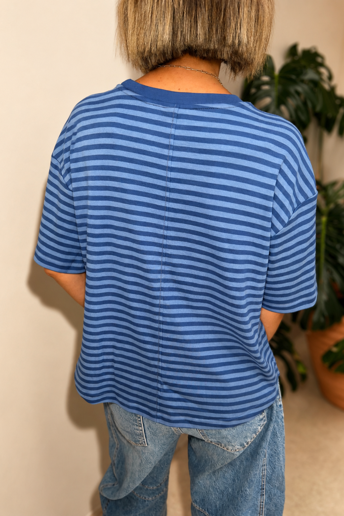 O&F Pomme Embroidered Short Sleeve Breton Tee