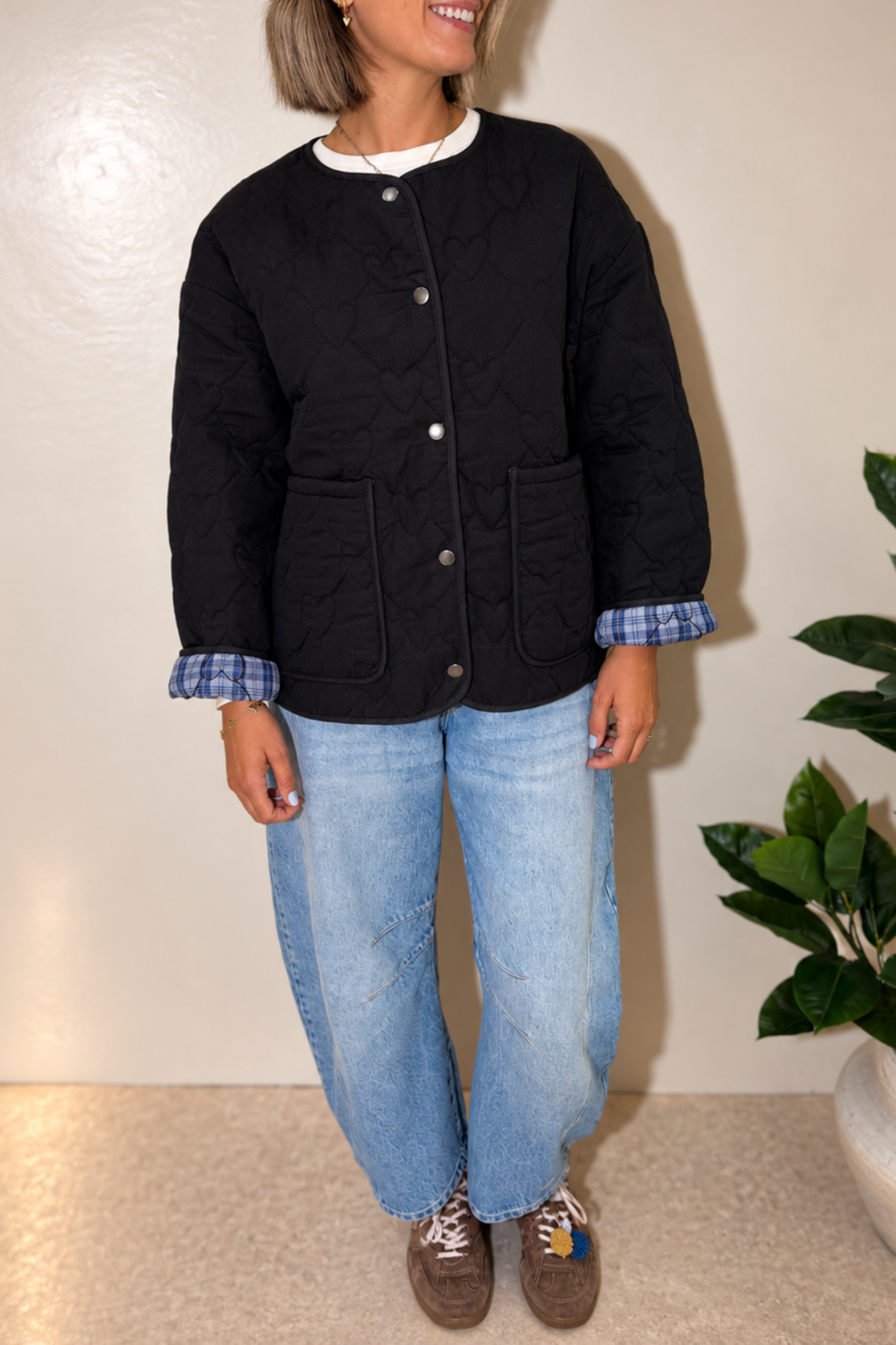 O&F Nell Heart Quilted Jacket