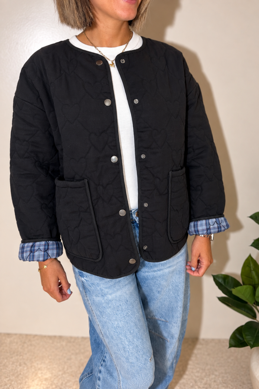 O&F Nell Heart Quilted Jacket