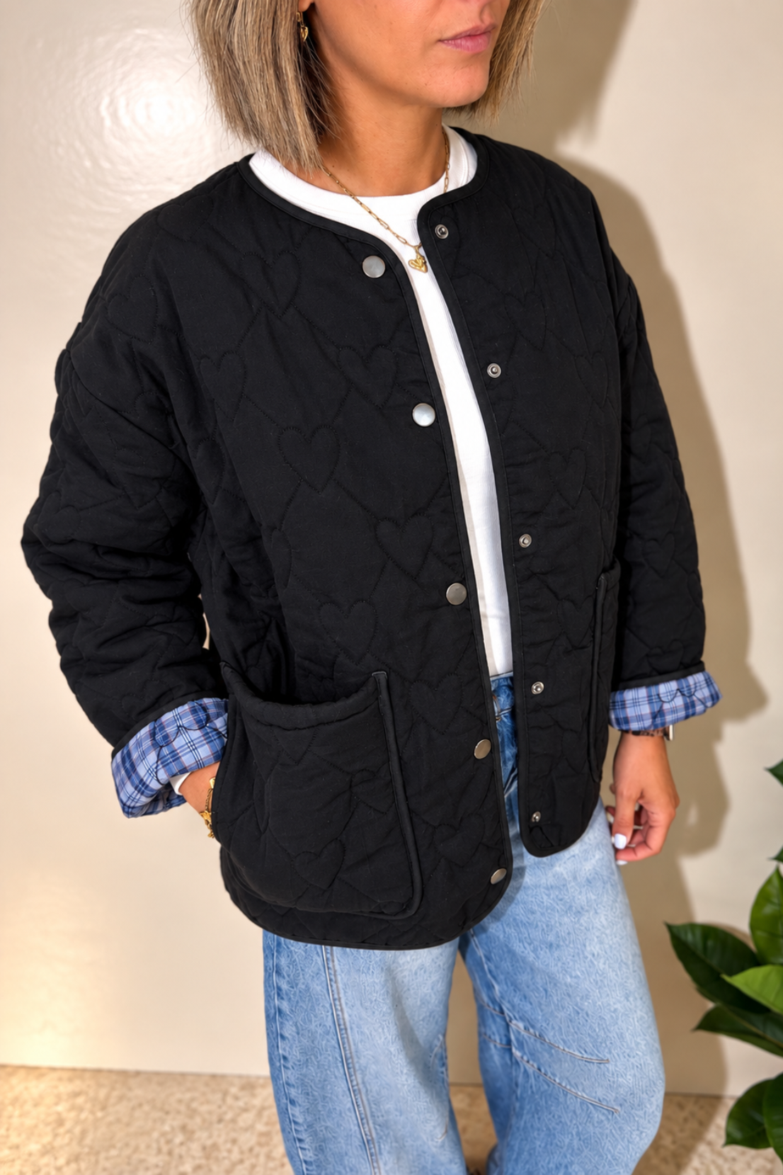 O&F Nell Heart Quilted Jacket