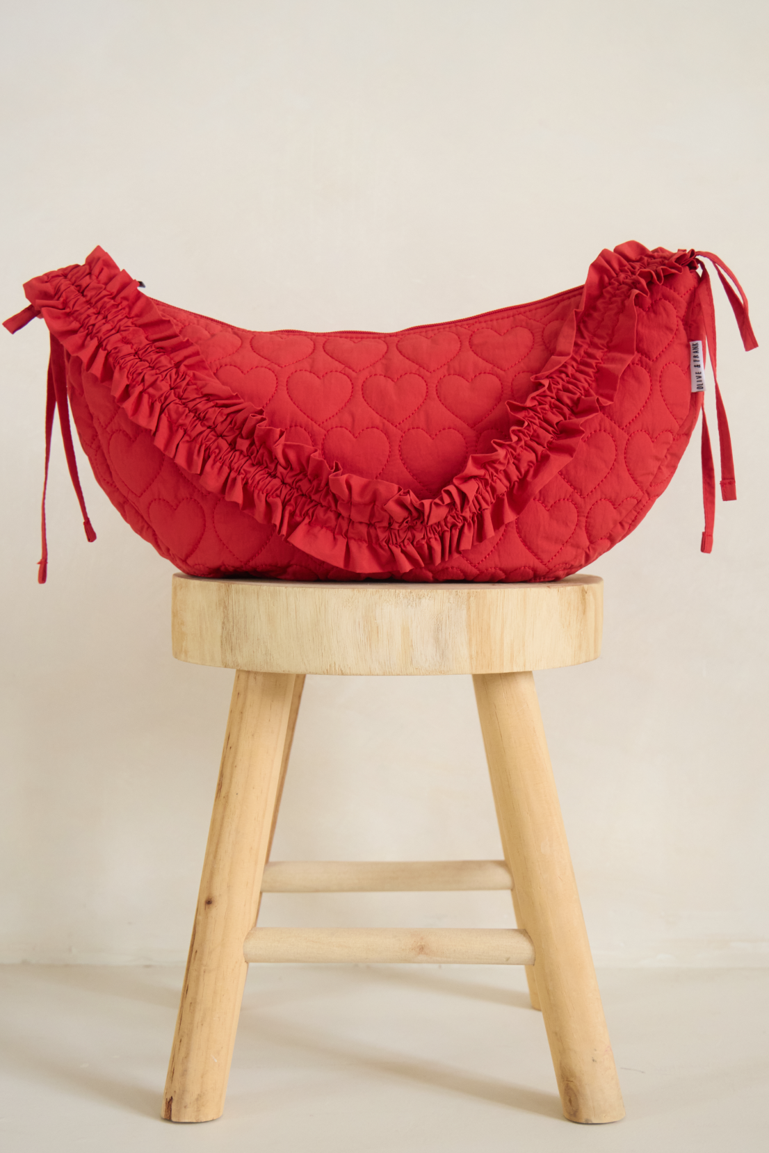 O&F Heart Quilted Sling Bag - Red