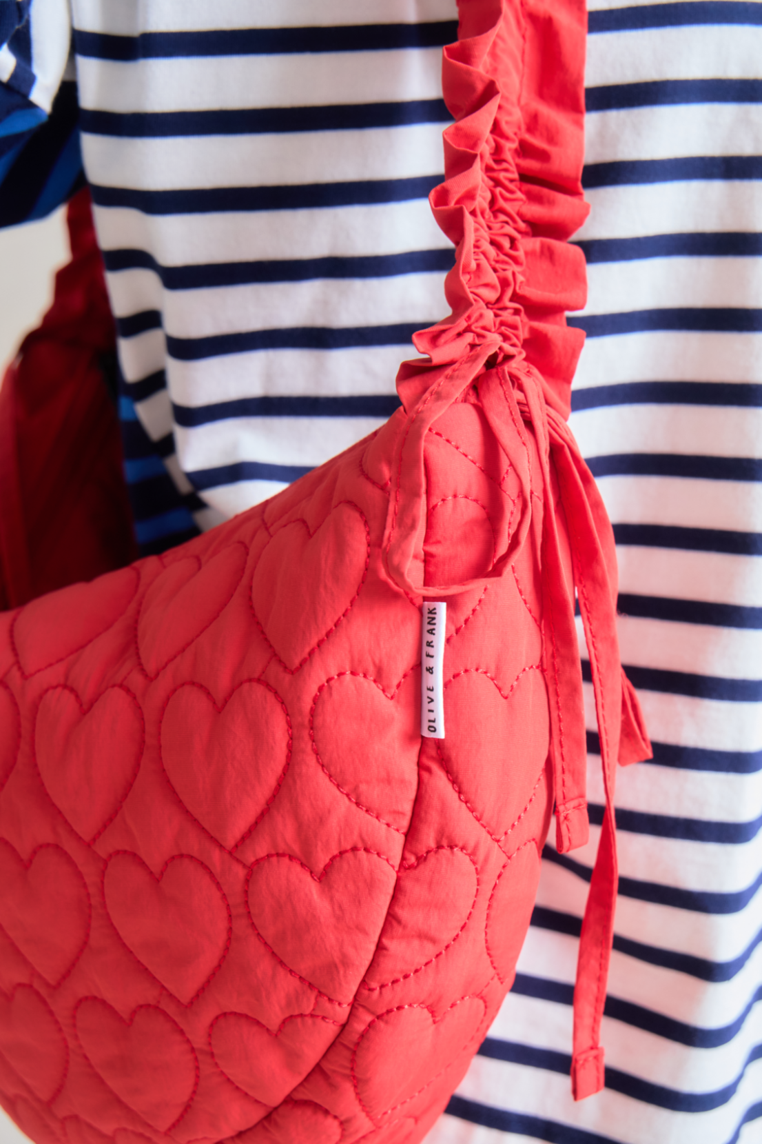 O&F Heart Quilted Sling Bag - Red