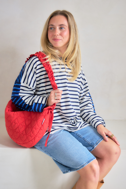 O&F Heart Quilted Sling Bag - Red