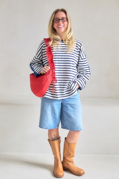 O&F Heart Quilted Sling Bag - Red