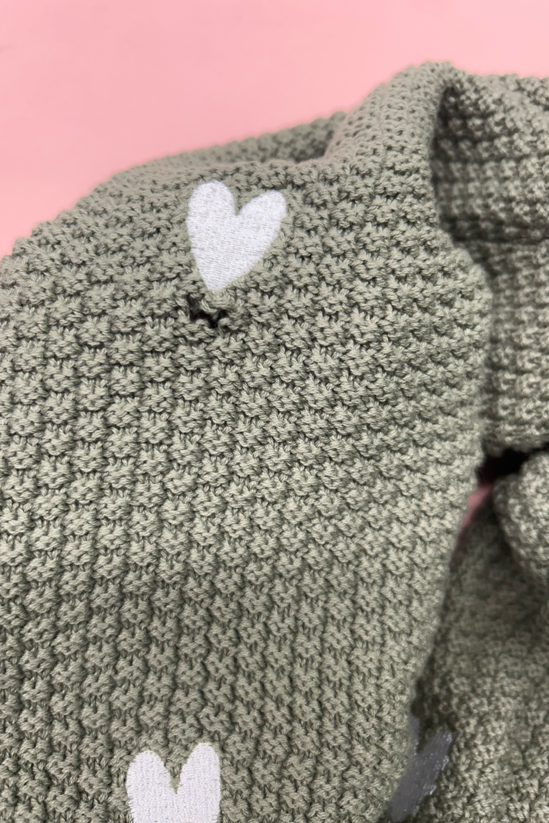 Faulty: Sage Heart Embroidered Cardigan - XL