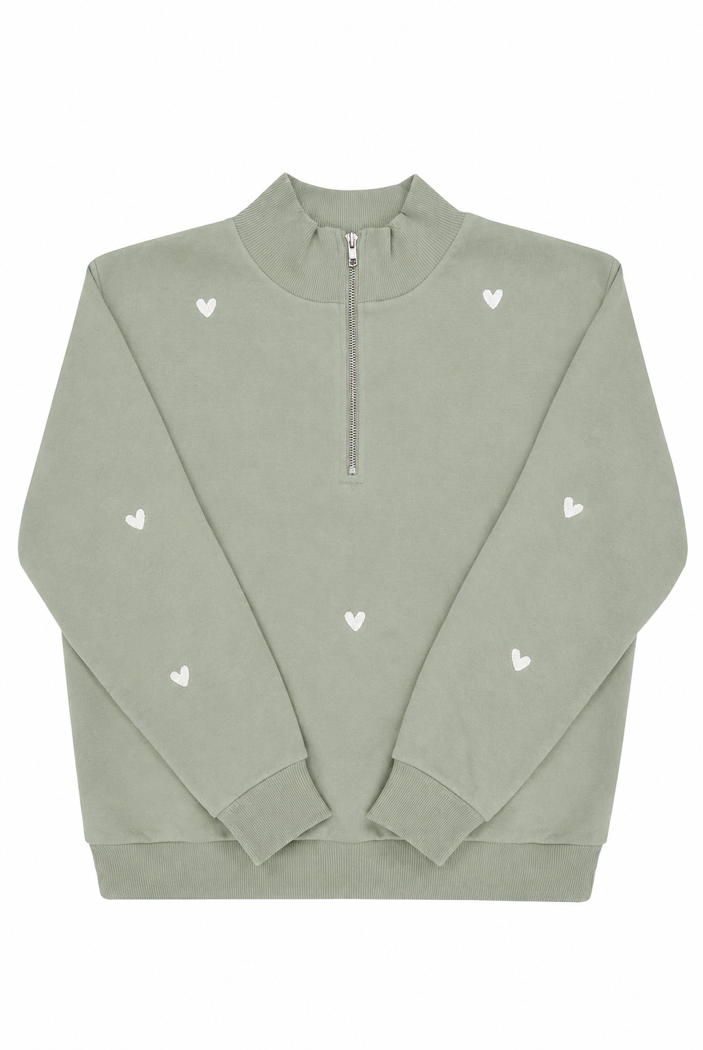 Sample: Sage Heart Embroidered Zip Sweatshirt - Medium