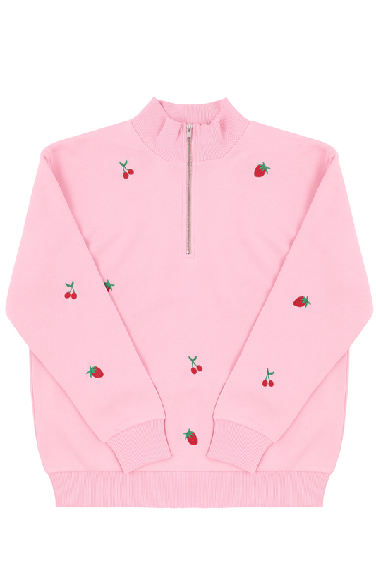 Faulty: Fruit Embroidered Sweatshirt - Pink - Small