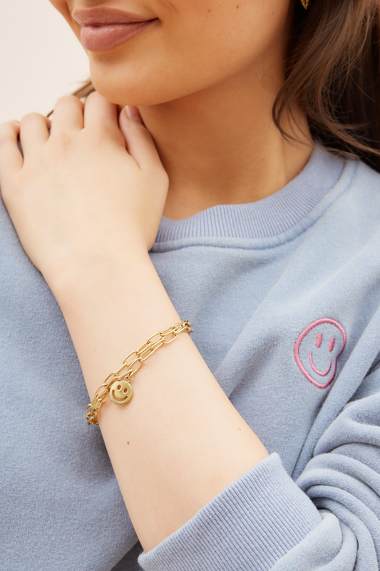 O&F Smiley Chain Bracelet