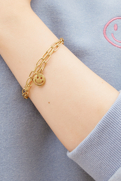 O&F Smiley Chain Bracelet