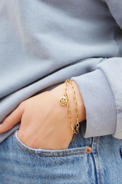 O&F Smiley Chain Bracelet